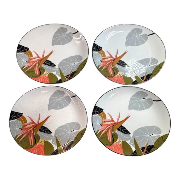 Sango Larry Laslo Maui Collection 1986 Dinner Plates Set 4 Bird Of Paradise 8” - Picture 1 of 9